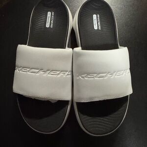 Men’s. Skechers White Slide Sandals